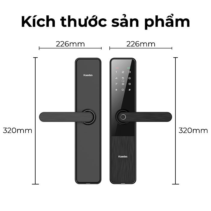 Khóa cửa vân tay Kaadas M5 với thiết kế hiện đại, phù hợp với mọi không gian sống