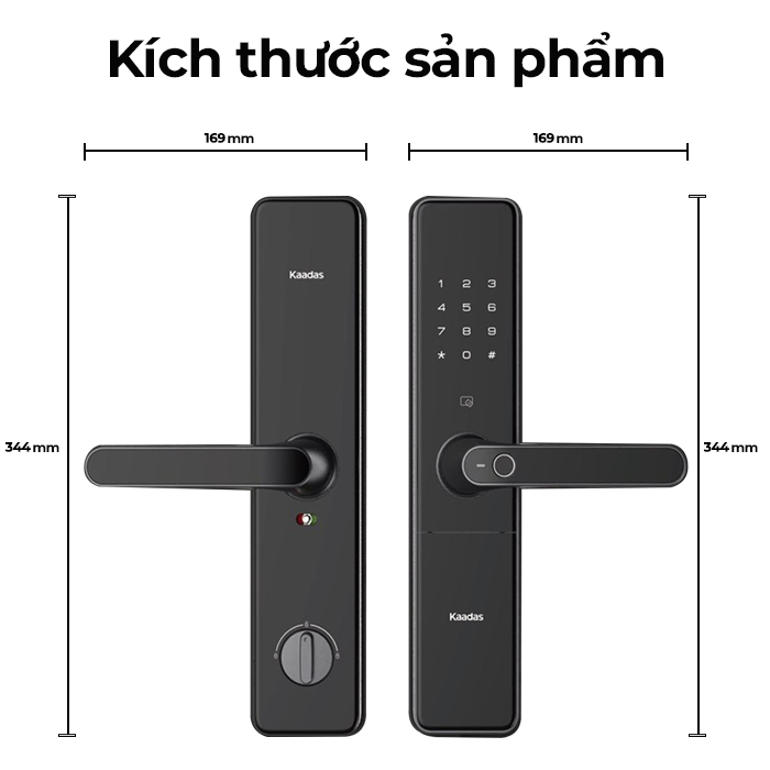 Kích thước khóa cửa vân tay Kaadas S500-C