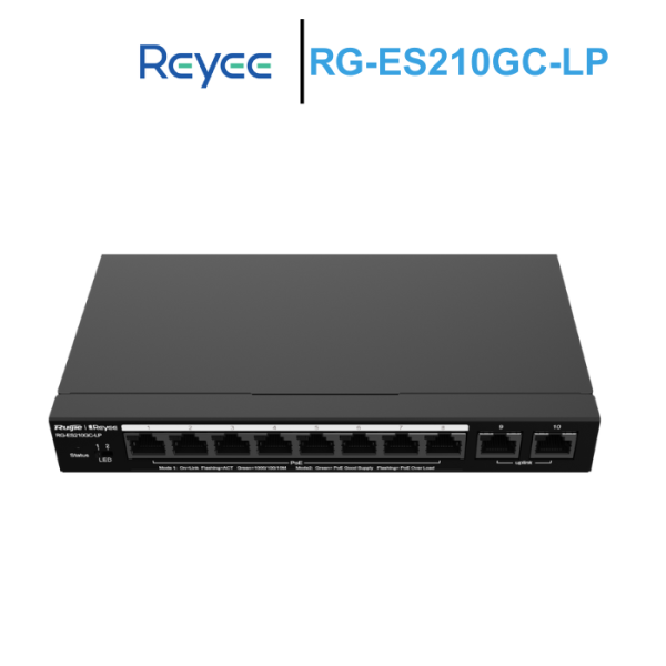 Switch Reyee10 Cổng PoE 10/100/1000BASE-T RG-ES210GC-LP