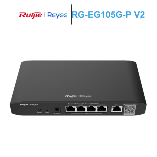 Router cân bằng tải Ruijie RG-EG105G-P V2 2 WAN - Chịu tải 100 user - 4 cổng PoE+