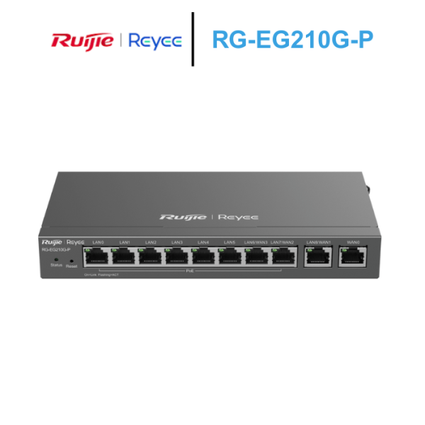 Router cân bằng tải Ruijie RG-EG210G-P 2 WAN - Chịu tải 200 user - 8 cổng PoE+