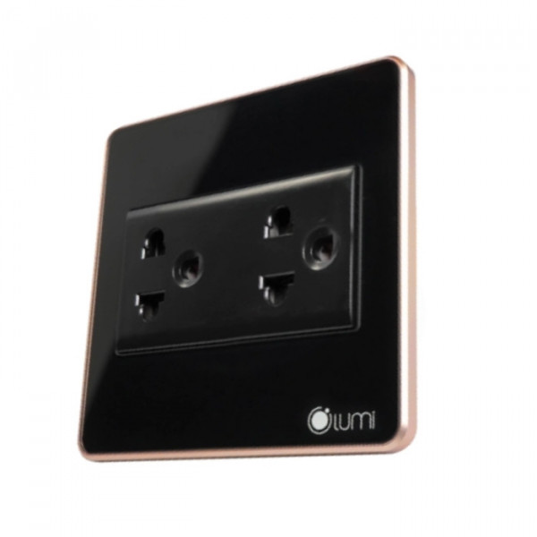 Ổ cắm đôi 3 chấu viền bo vàng LM-SK3/CG