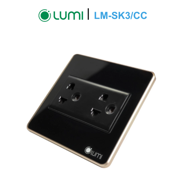 Ổ cắm đôi 3 chấu viền bo Champagne LM-SK3/CC