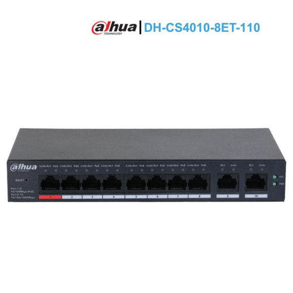 Switch PoE Cloud 10 port Dahua DH-CS4010-8ET-110