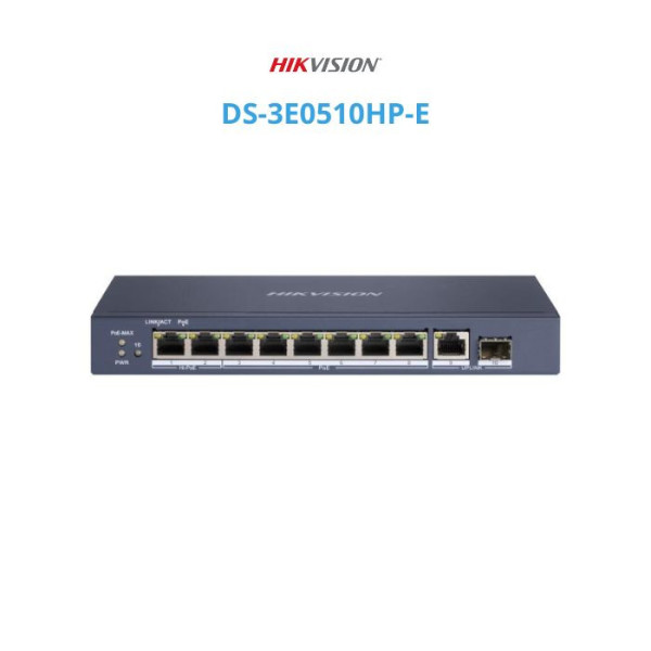 Switch mạng 8 cổng PoE hỗ trợ HiPOE Hikvision DS-3E0510HP-E