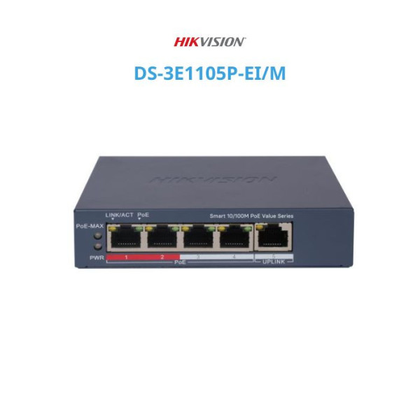 Switch mạng thông minh 4 cổng PoE HIKVISION DS-3E1105P-EI/M