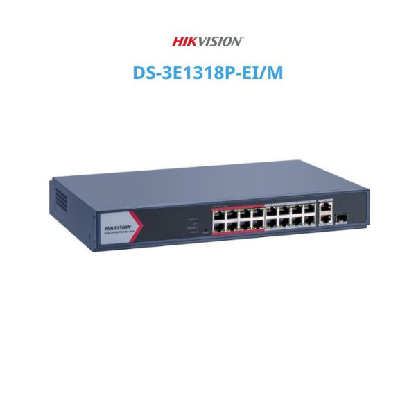 Switch mạng thông minh 16 cổng PoE HIKVISION DS-3E1318P-EI/M