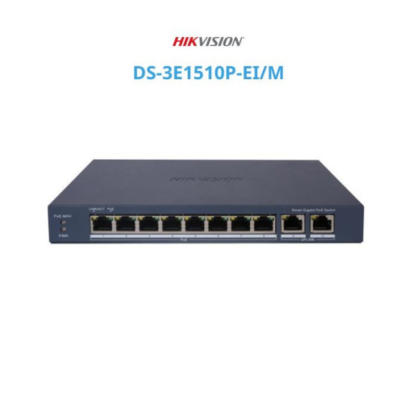 Switch mạng thông minh 8 cổng PoE Gigabit HIKVISION DS-3E1510P-EI/M
