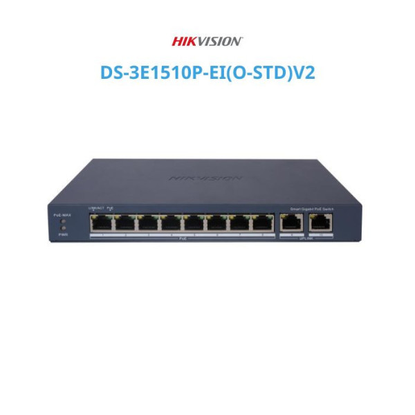 Switch PoE 8 cổng Hikvision DS-3E1510P-EI(O-STD)V2