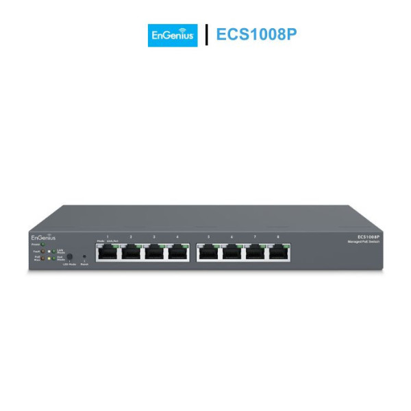 Switch PoE EnGenius ECS1008P Cloud Managed Gigabit 55W 8 Port