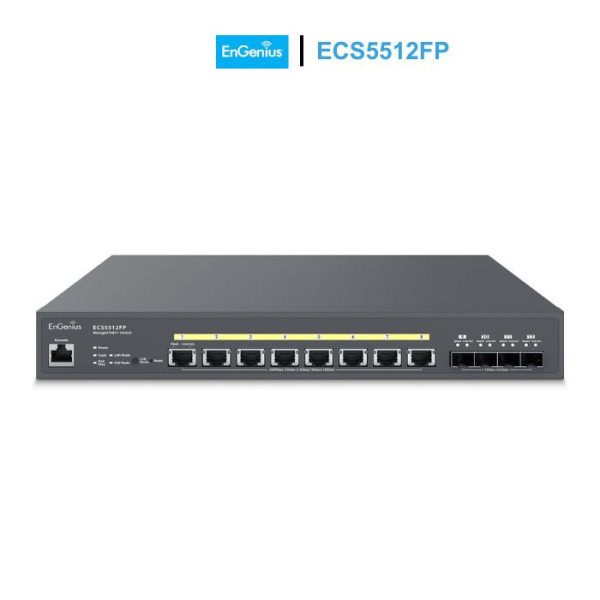 Switch PoE++ EnGenius ECS5512FP Cloud Managed 8 Port 10 Gigabit, 4 Port SFP+