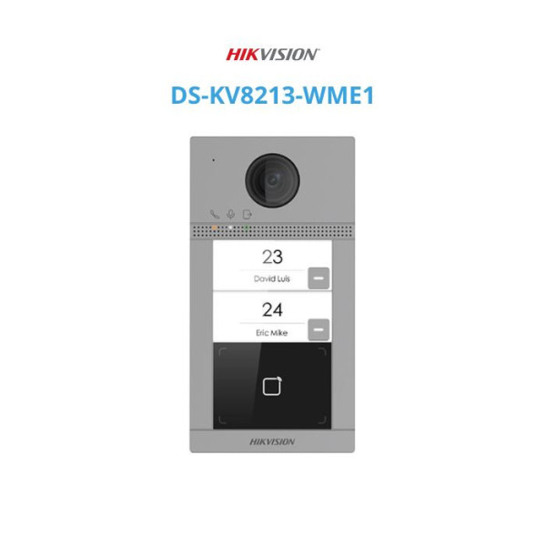 Nút bấm IP 2 cổng cho villa  thiết kế sang trọng ; Vỏ hợp kim nhôm, có Wifi Hikvision DS-KV8213-WME1