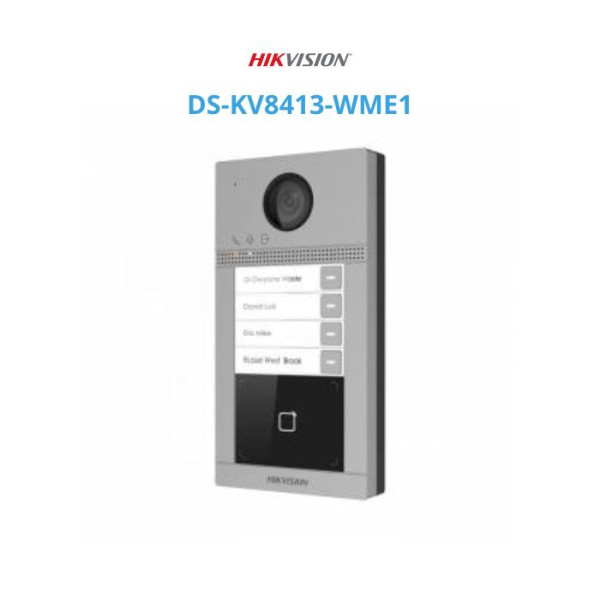 Nút bấm IP 4 cổng cho villa  thiết kế sang trọng ; Vỏ hợp kim nhôm, có Wifi Hikvision DS-KV8413-WME1