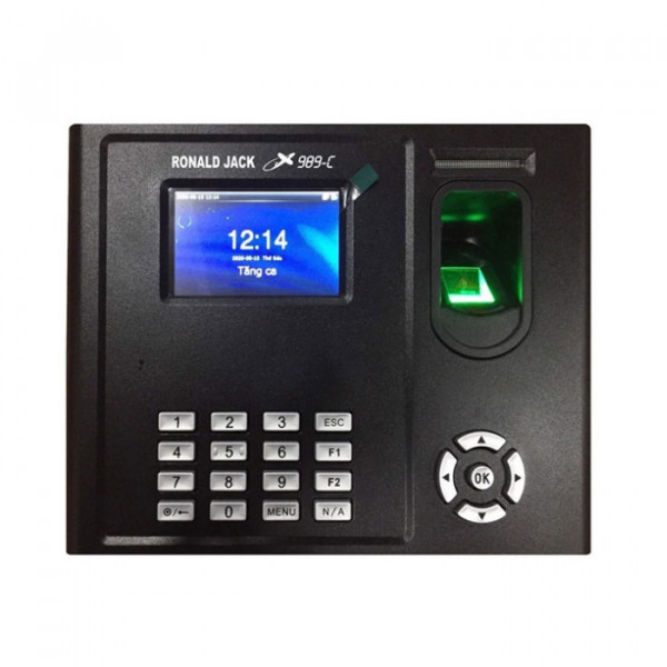 Máy chấm công vân tay, thẻ từ, Pin lưu điện Ronald Jack  X989-C