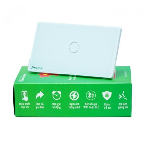 Công tắc cảm ứng Wifi Hunonic Datic 1 Nút, màu Trắng
