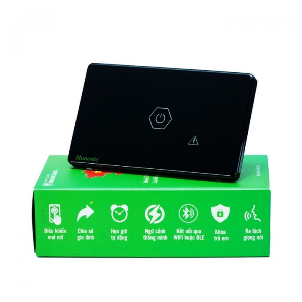 Công tắc cảm ứng Wifi Hunonic Datic CSL Chống Giật, màu Đen