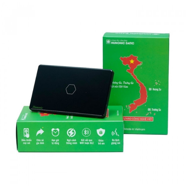 Công tắc cảm ứng BLE Hunonic Datic 1 Nút, màu Đen