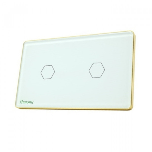 Công tắc cảm ứng Wifi Hunonic 2 Nút, HCN, màu Trắng