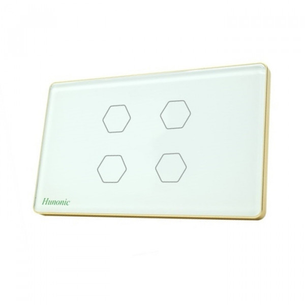 Công tắc cảm ứng Wifi Hunonic 4 Nút, HCN, màu Trắng