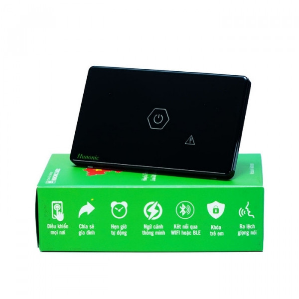 Công tắc cảm ứng Wifi Hunonic CSL Chống Giật, HCN, màu Đen