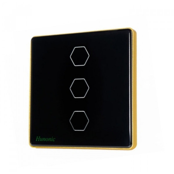 Công tắc cảm ứng BLE Luxury 3 Nút, HV, màu Đen