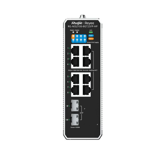 Switch Công nghiệp PoE++ Ruijie RG-NIS2100-8GT2SFP-HP