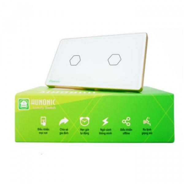 Công tắc cảm ứng BLE Luxury 2 Nút, Hình Chữ Nhật