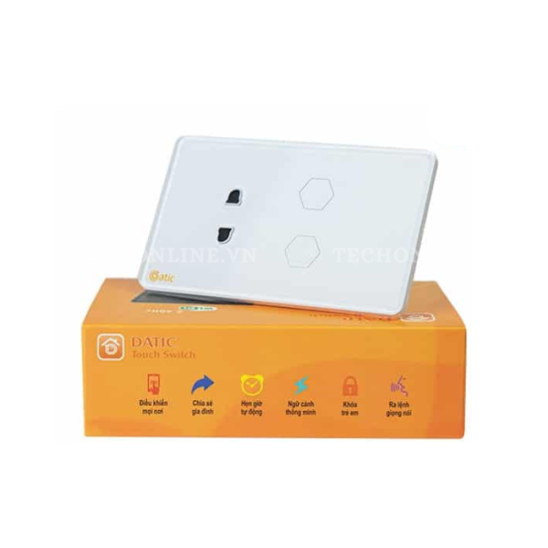 Công tắc cảm ứng WiFi Datic 2 Nút 1 Ổ