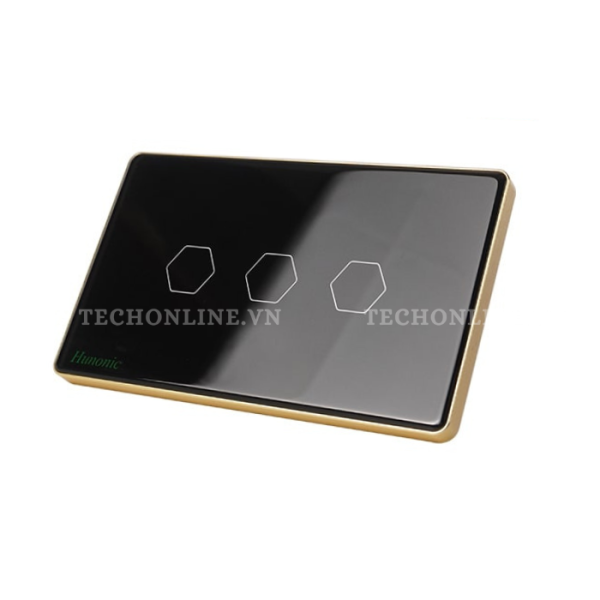 Công tắc cảm ứng WiFi Hunonic 3 Nút, Hình Chữ Nhật