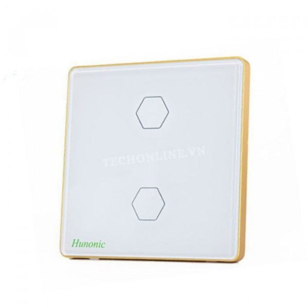 Công tắc cảm ứng WiFi Hunonic 2 Nút, Hình Vuông