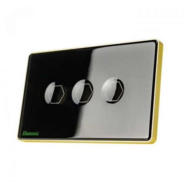 Công tắc cảm ứng BLE Premium 3 Nút, Hình Chữ Nhật, Màu Đen