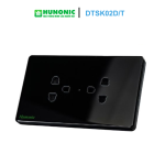 Ổ cắm Datic 2 ổ có tiếp địa màu đen