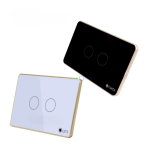 Công tắc Luto kính phẳng 2 nút viền Champagne