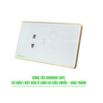 Công tắc cảm ứng WiFi Hunonic 2 Nút 1 Ổ, Hình Chữ Nhật