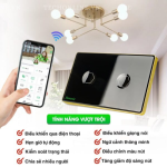 Công tắc cảm ứng BLE Premium 2 Nút, Hình Chữ Nhật, Màu Đen
