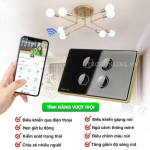 Công tắc cảm ứng BLE Premium 4 Nút, Hình Chữ Nhật, Màu Đen