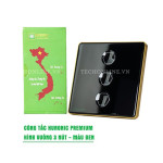 Công tắc cảm ứng BLE Premium 3 Nút, Hình Vuông , màu Đen