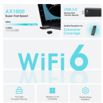 Bộ Chuyển Đổi USB Wifi Băng Tần Kép Mini AX1800 Archer TX20U