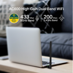 Bộ Chuyển Đổi USB Wifi Băng Tần Kép Độ Lợi Cao AC600 Archer T2U Plus