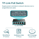 Switch Easy Smart, 5 Cổng Gigabit với 4 Cổng PoE+ TL-SG105PE